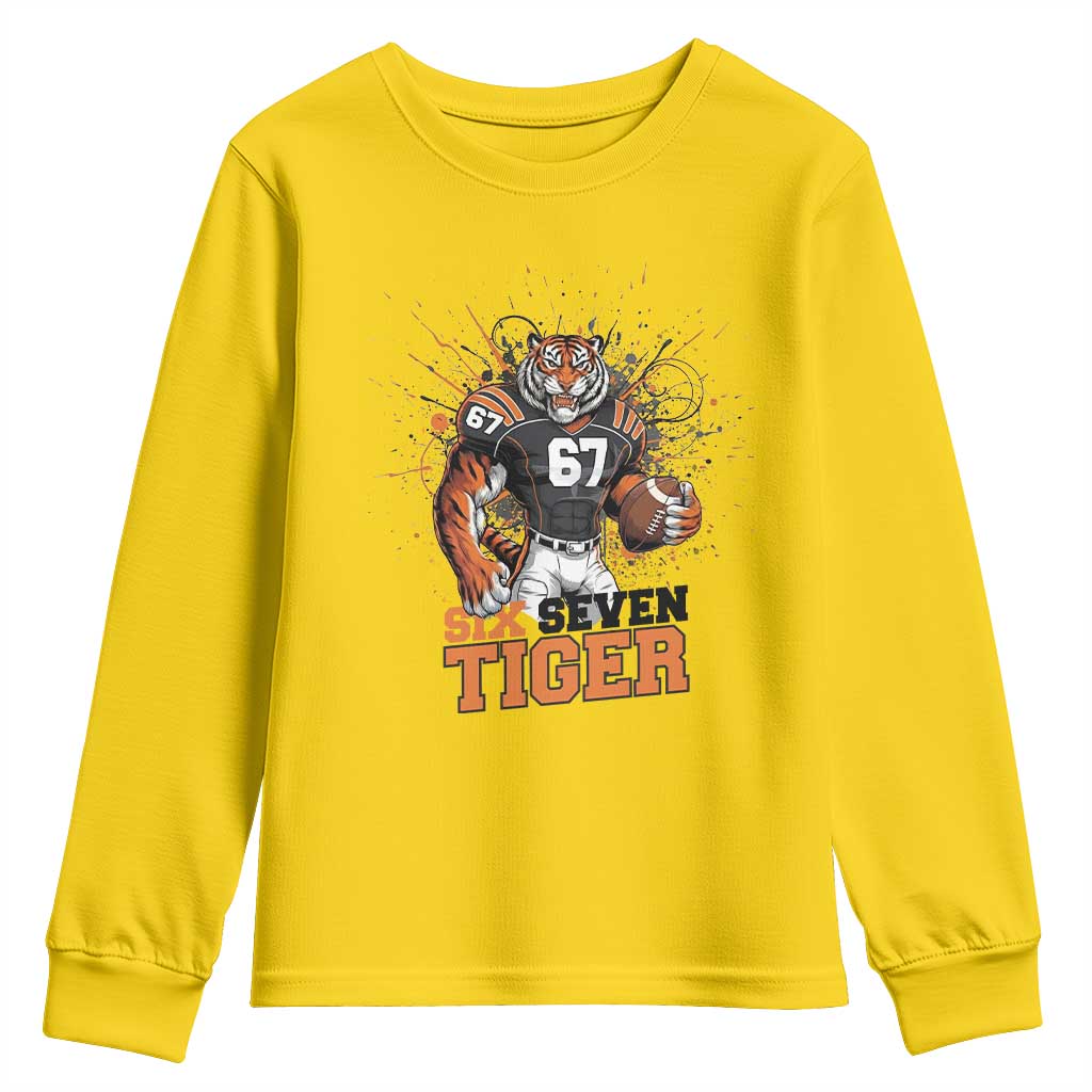 Six Seven Meme Tiger Football Youth Sweatshirt Funny Gen Z Alpha Gift TS12 Daisy Print Your Wear