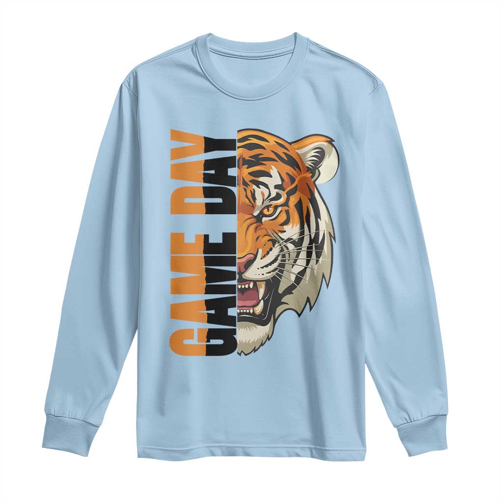Tiger Football Lover Long Sleeve Shirt Game Day Fan Lifestyle TS12 Light Blue Print Your Wear