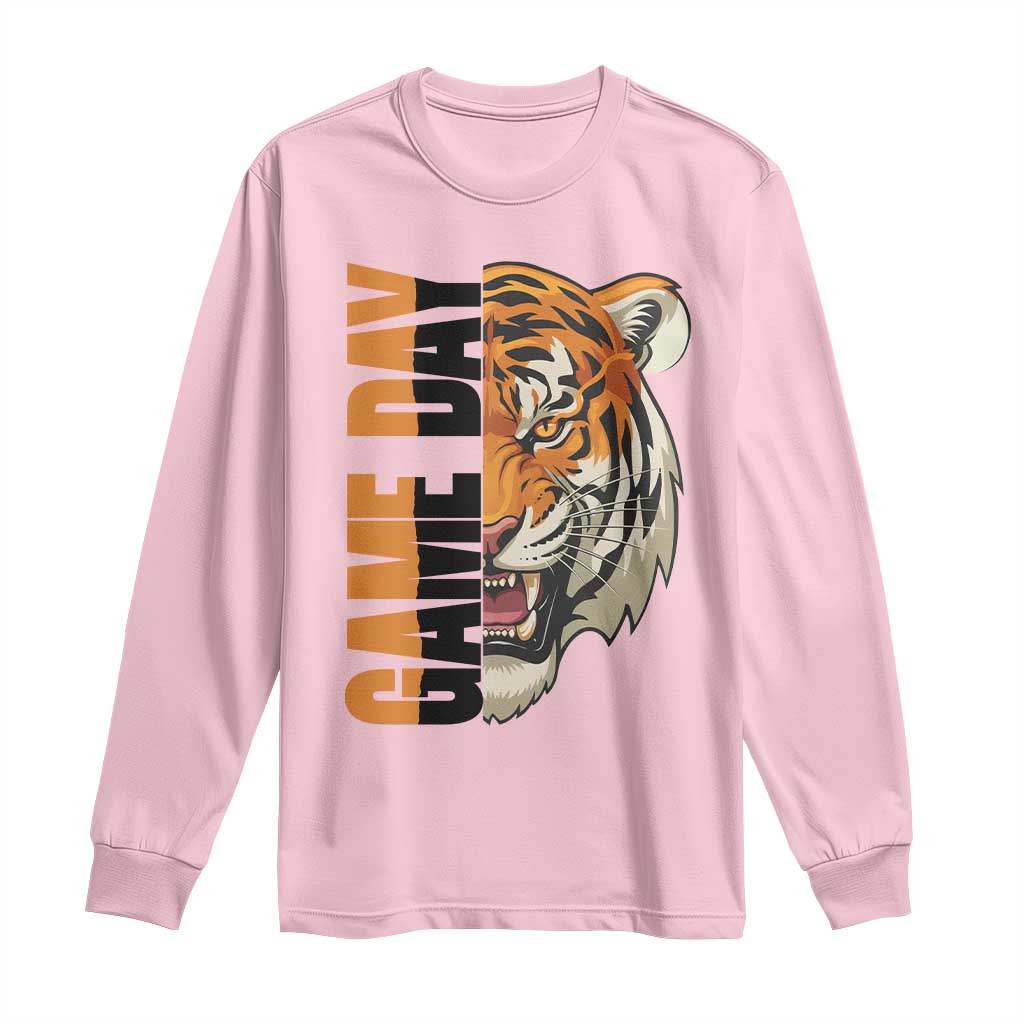 Tiger Football Lover Long Sleeve Shirt Game Day Fan Lifestyle TS12 Light Pink Print Your Wear