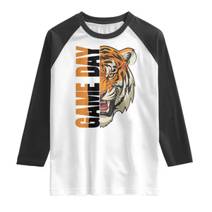 Tiger Football Lover Raglan Shirt Game Day Fan Lifestyle TS12 White Black Print Your Wear