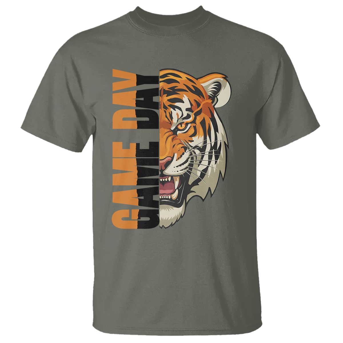 Tiger Football Lover T Shirt Game Day Fan Lifestyle TS12 Military Green Print Your Wear