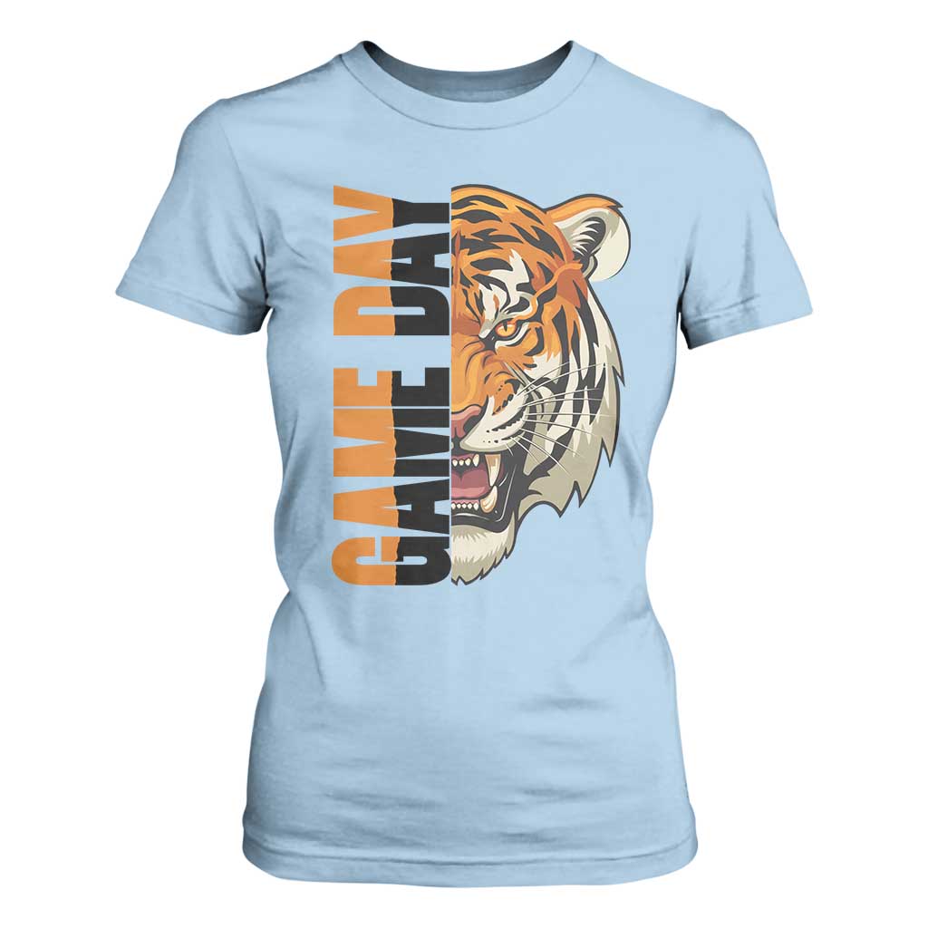 Tiger Football Lover T Shirt For Women Game Day Fan Lifestyle TS12 Light Blue Print Your Wear