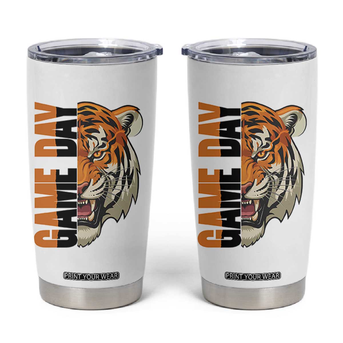 Tiger Football Lover Tumbler Cup Game Day Fan Lifestyle TS12 White Print Your Wear