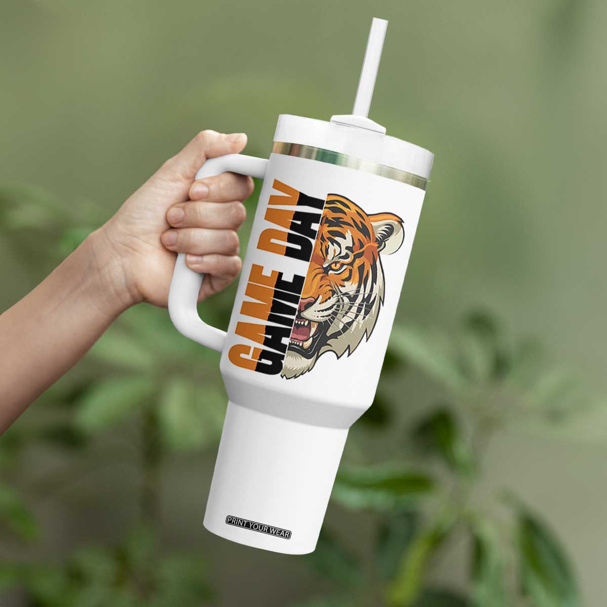 Tiger Football Lover Tumbler With Handle Game Day Fan Lifestyle TS12 Print Your Wear