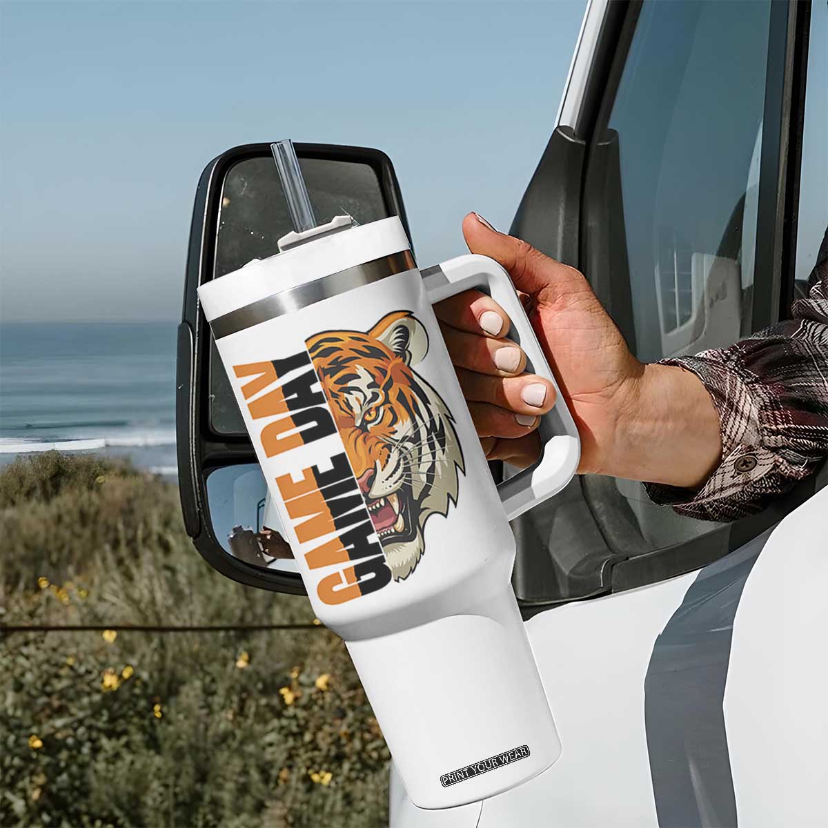 Tiger Football Lover Tumbler With Handle Game Day Fan Lifestyle TS12 Print Your Wear