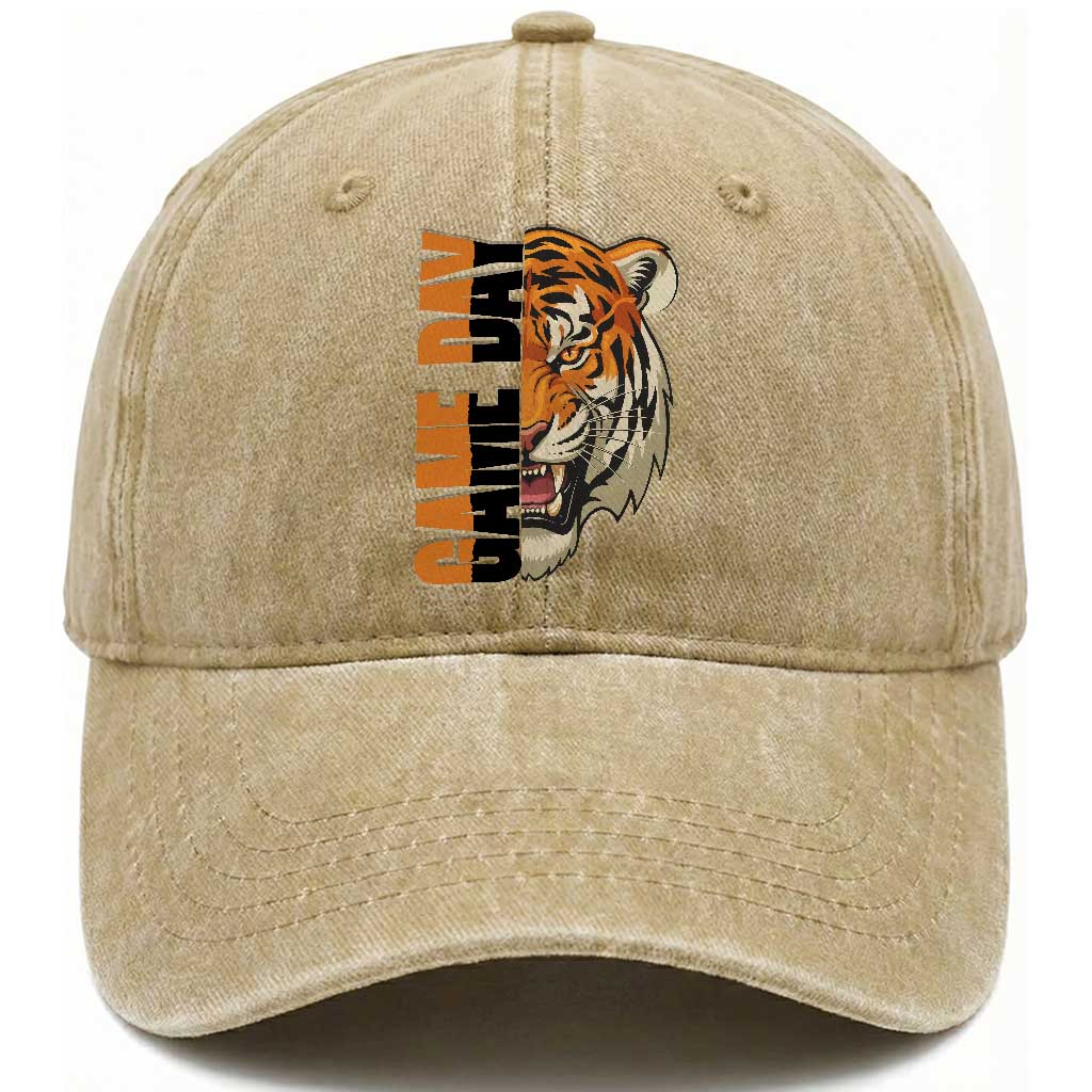 Tiger Football Lover Washed Cotton Baseball Cap Game Day Fan Lifestyle TS12 Print Your Wear