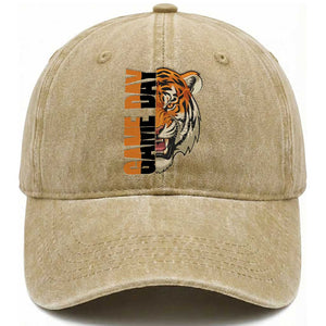 Tiger Football Lover Washed Cotton Baseball Cap Game Day Fan Lifestyle TS12 Print Your Wear