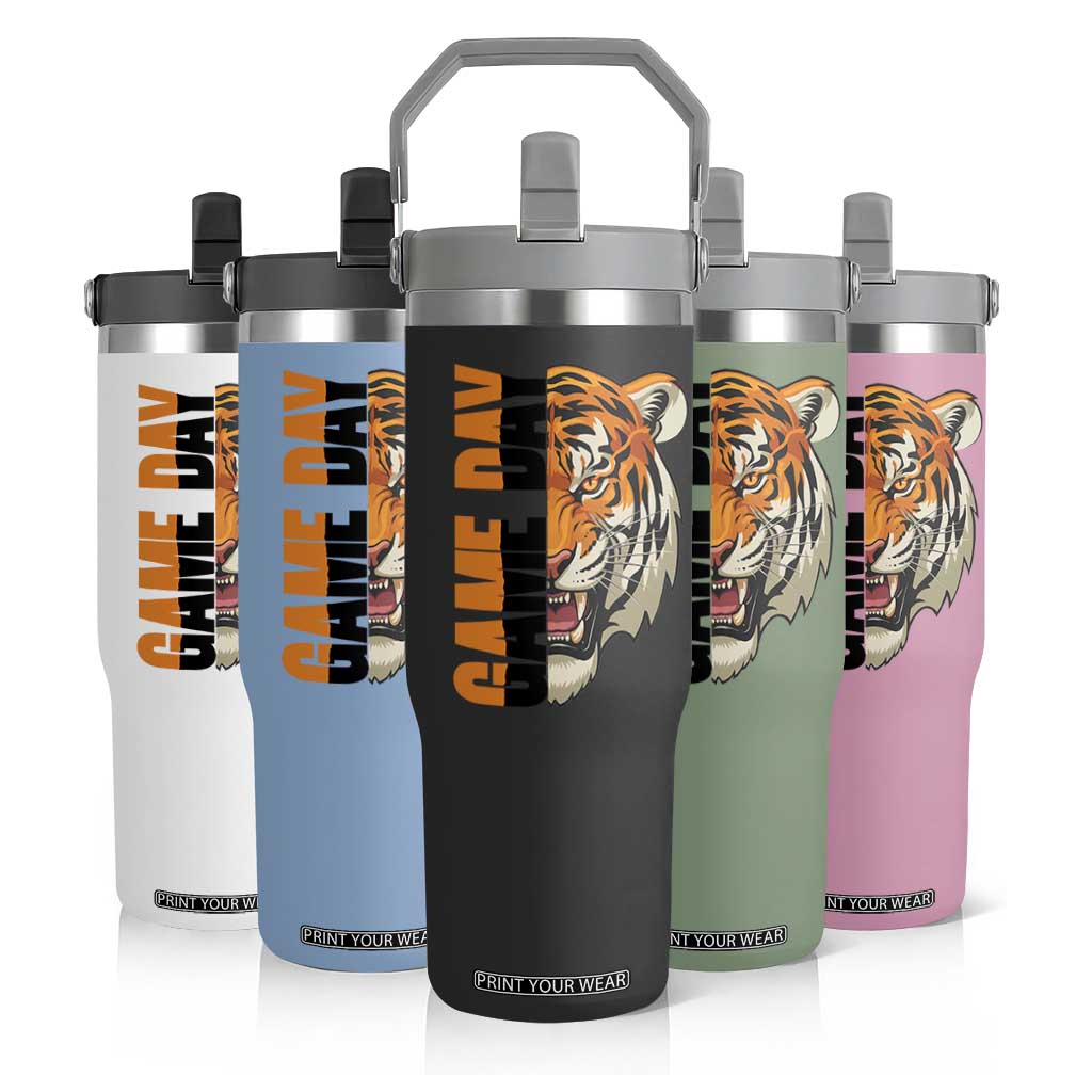Tiger Football Lover Flip Straw Tumbler Game Day Fan Lifestyle TS12 Print Your Wear