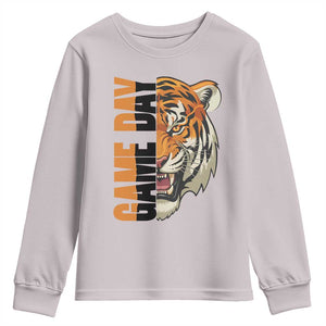 Tiger Football Lover Youth Sweatshirt Game Day Fan Lifestyle TS12 Ice Gray Print Your Wear