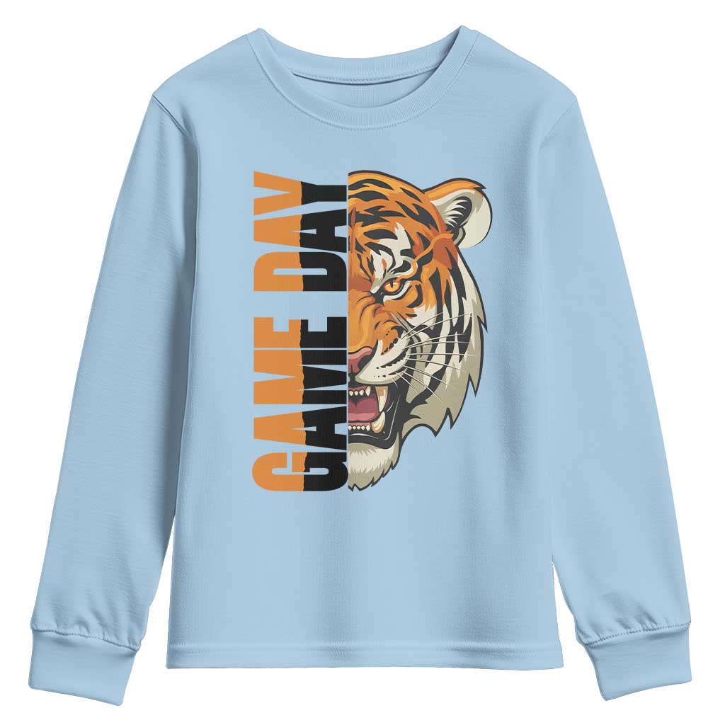 Tiger Football Lover Youth Sweatshirt Game Day Fan Lifestyle TS12 Light Blue Print Your Wear