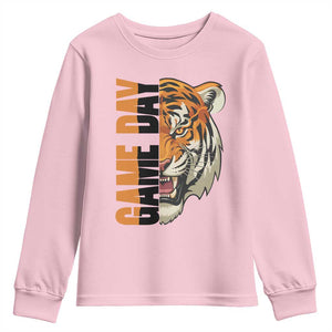 Tiger Football Lover Youth Sweatshirt Game Day Fan Lifestyle TS12 Light Pink Print Your Wear