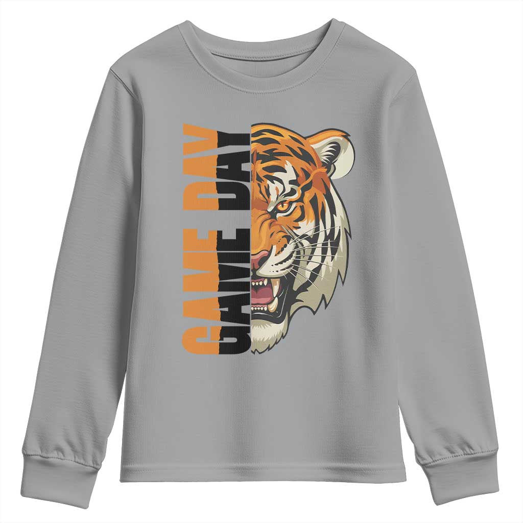 Tiger Football Lover Youth Sweatshirt Game Day Fan Lifestyle TS12 Sport Gray Print Your Wear