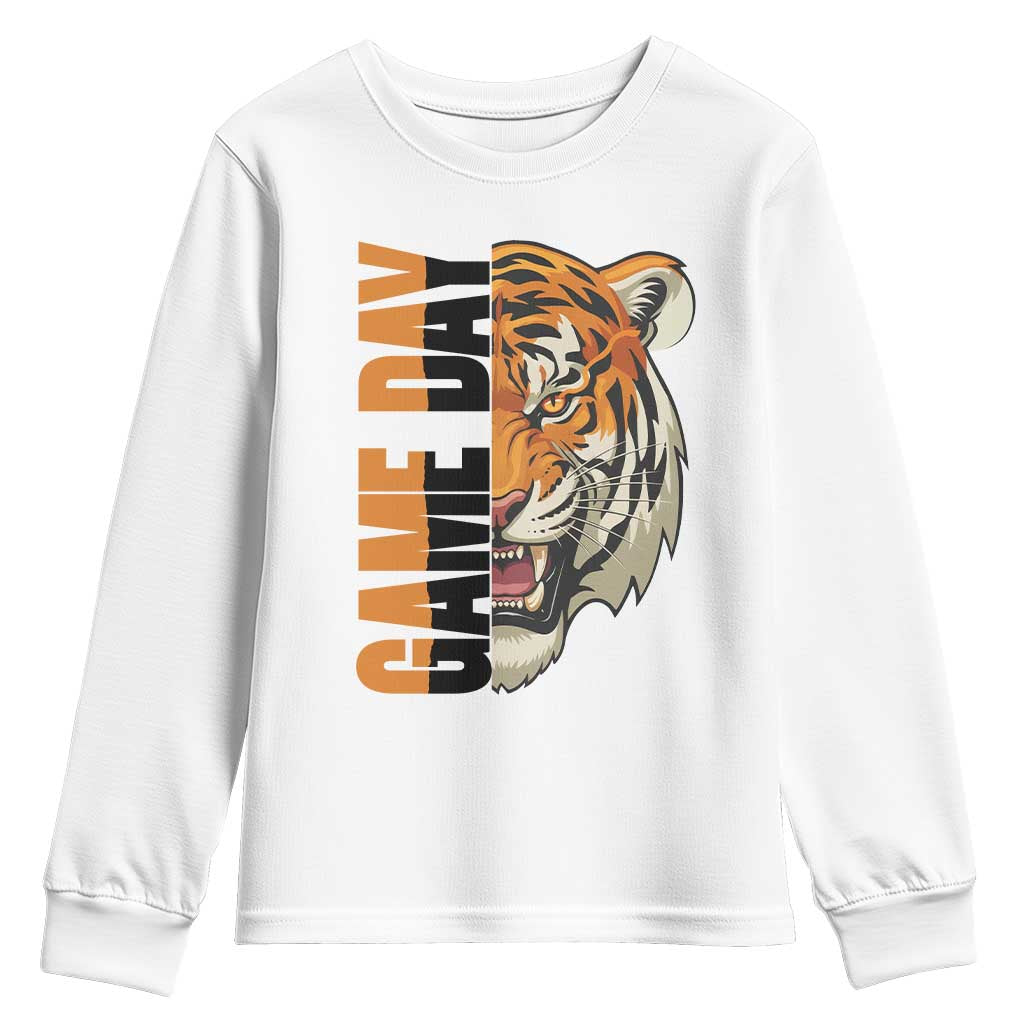 Tiger Football Lover Youth Sweatshirt Game Day Fan Lifestyle TS12 White Print Your Wear