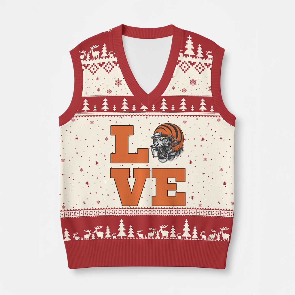 Midwest Football Pride V-Neck Knit Sweater Vest Game Day Gift TS12 Beige Red Print Your Wear