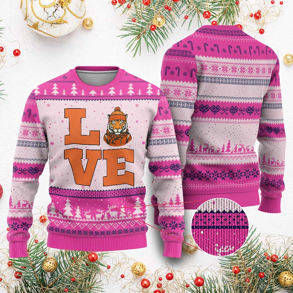 Midwest Tiger Football Pride Ugly Christmas Sweater Funny Sport Lover Gift TS12 Hot Pink Print Your Wear