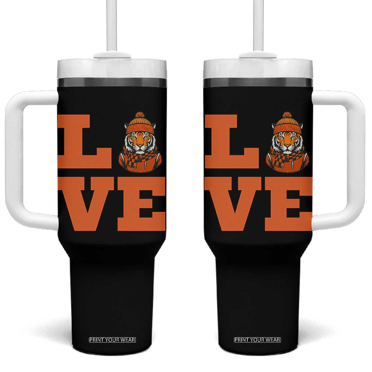 Midwest Tiger Football Pride Tumbler With Handle Funny Sport Lover Gift TS12 One Size: 40 oz Black Print Your Wear