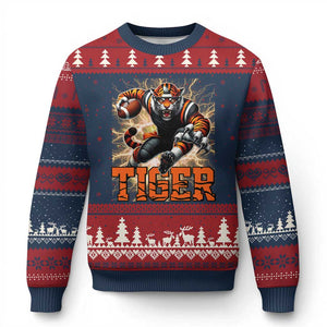 Lightning Tiger Lover Ugly Christmas Sweater Sport Lover Gift TS12 Navy Red Print Your Wear