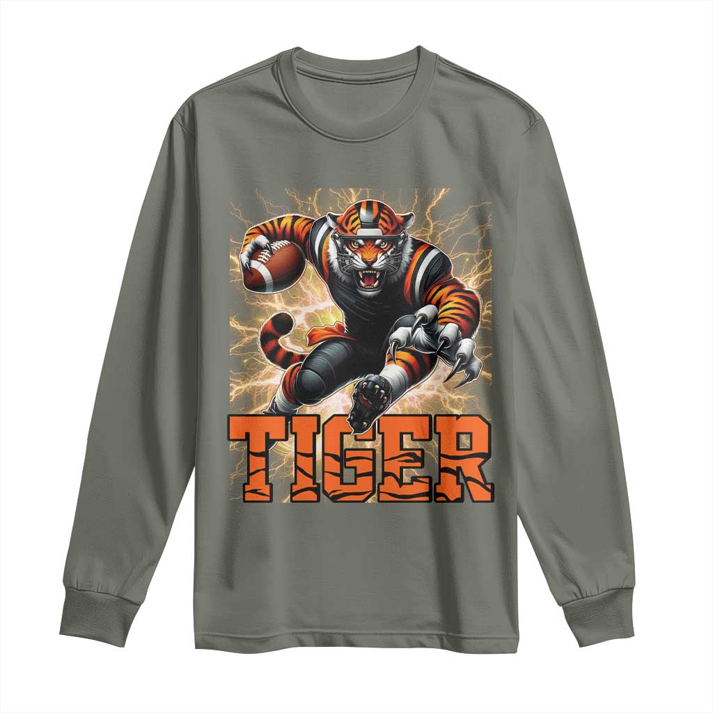 Lightning Tiger Lover Long Sleeve Shirt Sport Lover Gift TS12 Military Green Print Your Wear