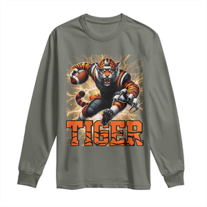 Lightning Tiger Lover Long Sleeve Shirt Sport Lover Gift TS12 Military Green Print Your Wear