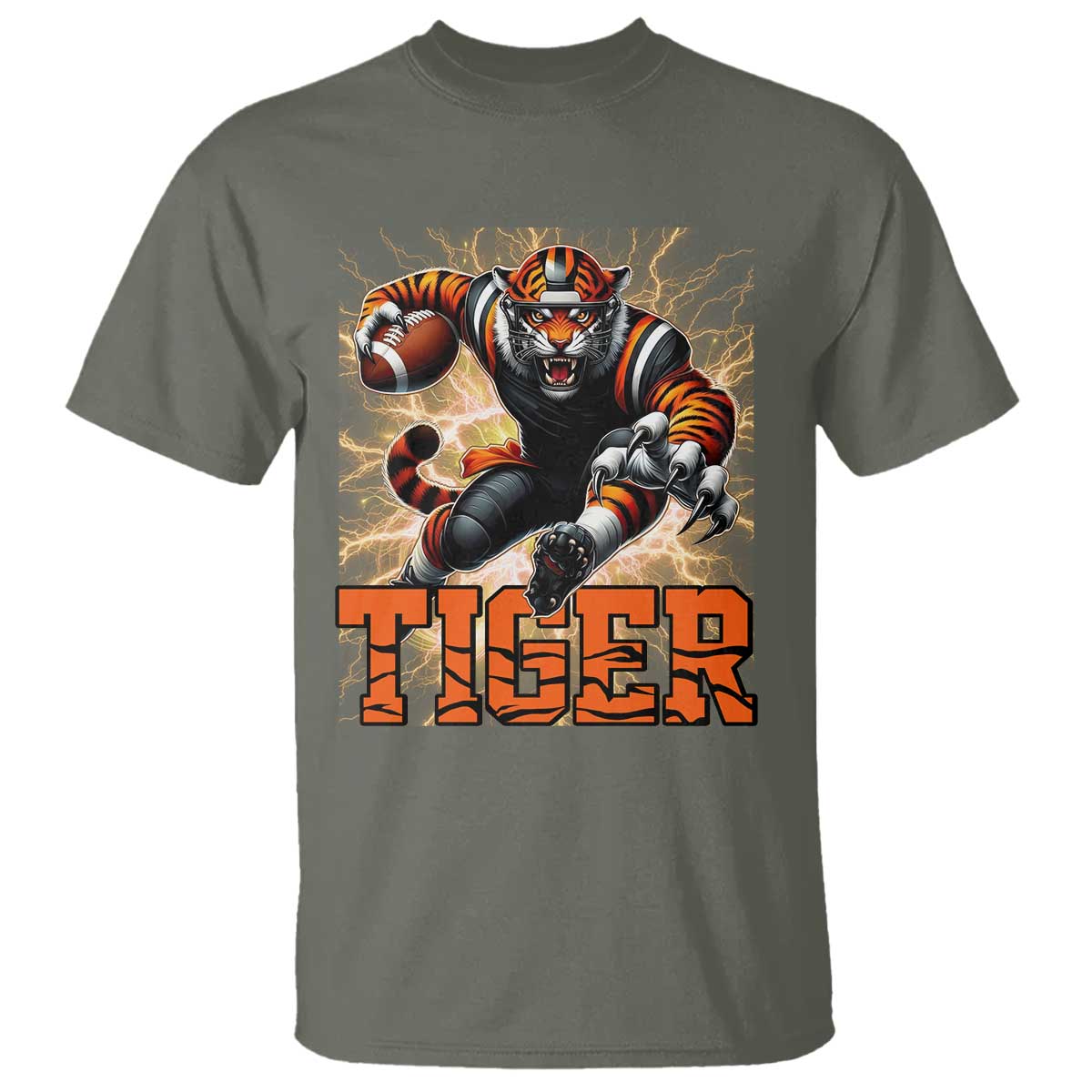 Lightning Tiger Lover T Shirt Sport Lover Gift TS12 Military Green Print Your Wear