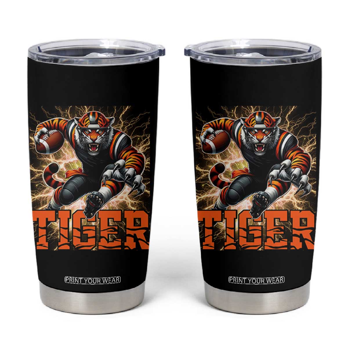 Lightning Tiger Lover Tumbler Cup Sport Lover Gift TS12 Black Print Your Wear