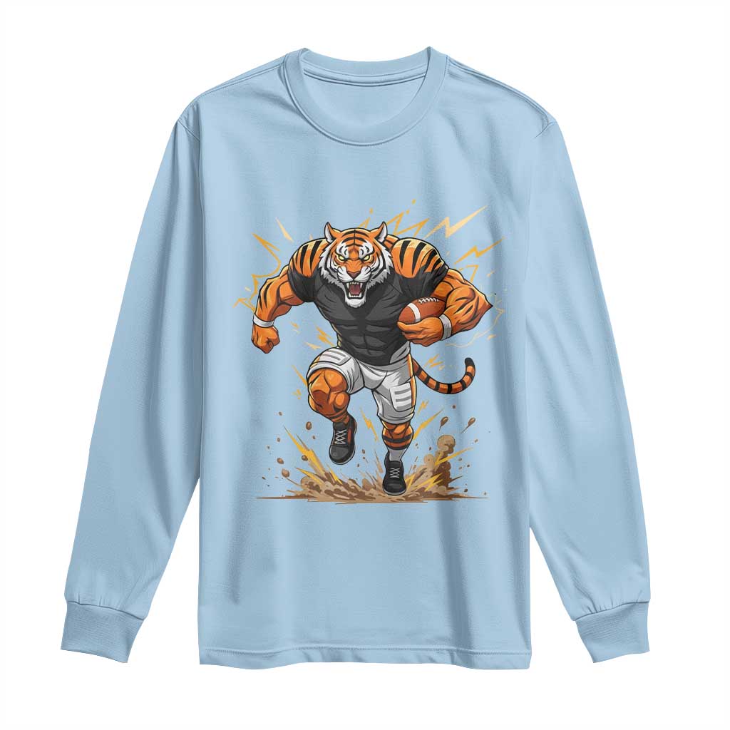 Tiger Football Lover Long Sleeve Shirt Midwest Game Day Lifestyle TS12 Light Blue Print Your Wear