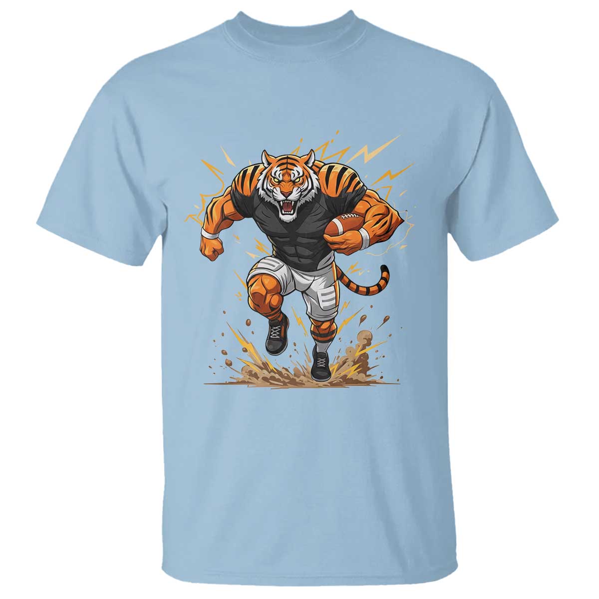 Tiger Football Lover T Shirt Midwest Game Day Lifestyle TS12 Light Blue Print Your Wear