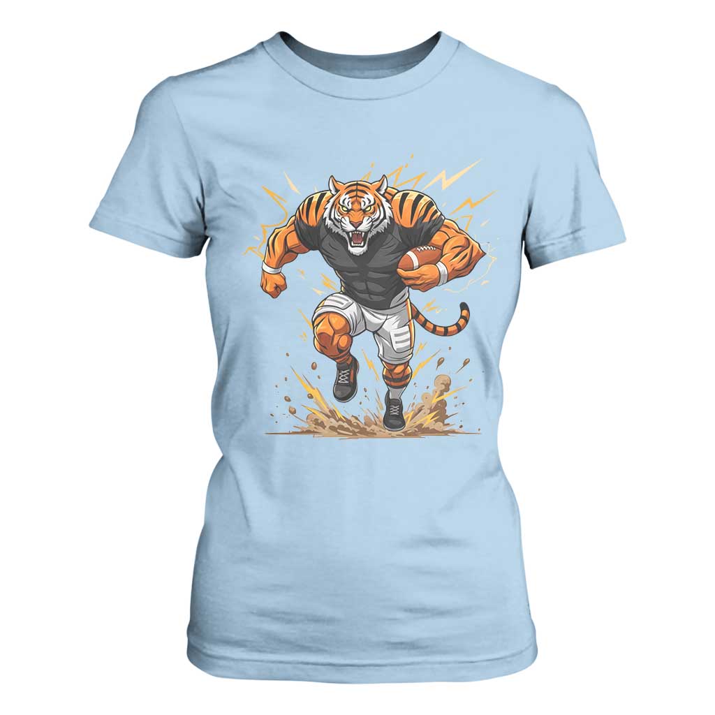 Tiger Football Lover T Shirt For Women Midwest Game Day Lifestyle TS12 Light Blue Print Your Wear