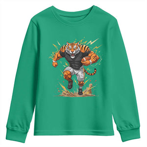 Tiger Football Lover Youth Sweatshirt Midwest Game Day Lifestyle TS12 Irish Green Print Your Wear