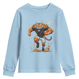 Tiger Football Lover Youth Sweatshirt Midwest Game Day Lifestyle TS12 Light Blue Print Your Wear