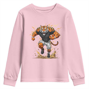 Tiger Football Lover Youth Sweatshirt Midwest Game Day Lifestyle TS12 Light Pink Print Your Wear