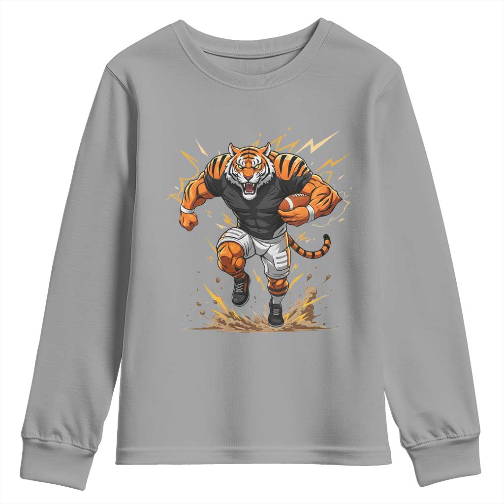 Tiger Football Lover Youth Sweatshirt Midwest Game Day Lifestyle TS12 Sport Gray Print Your Wear