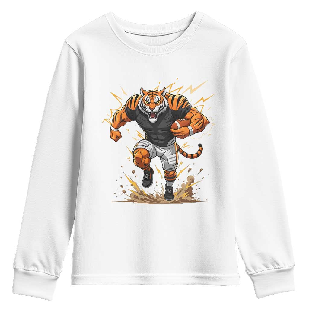 Tiger Football Lover Youth Sweatshirt Midwest Game Day Lifestyle TS12 White Print Your Wear