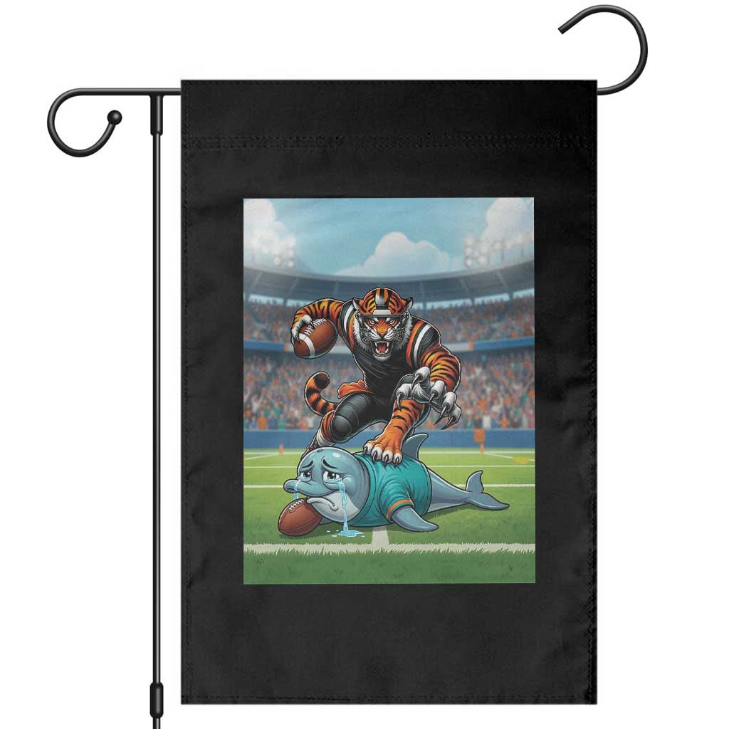 Funny Tiger Dominates Dolphin Garden Flag FB Rivalry Gift TS12 Black Print Your Wear