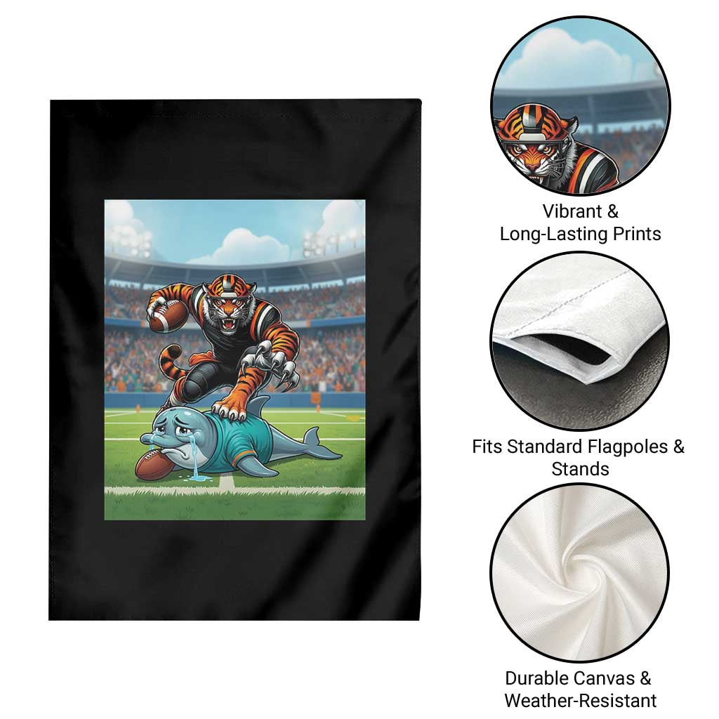 Funny Tiger Dominates Dolphin Garden Flag FB Rivalry Gift TS12 Print Your Wear