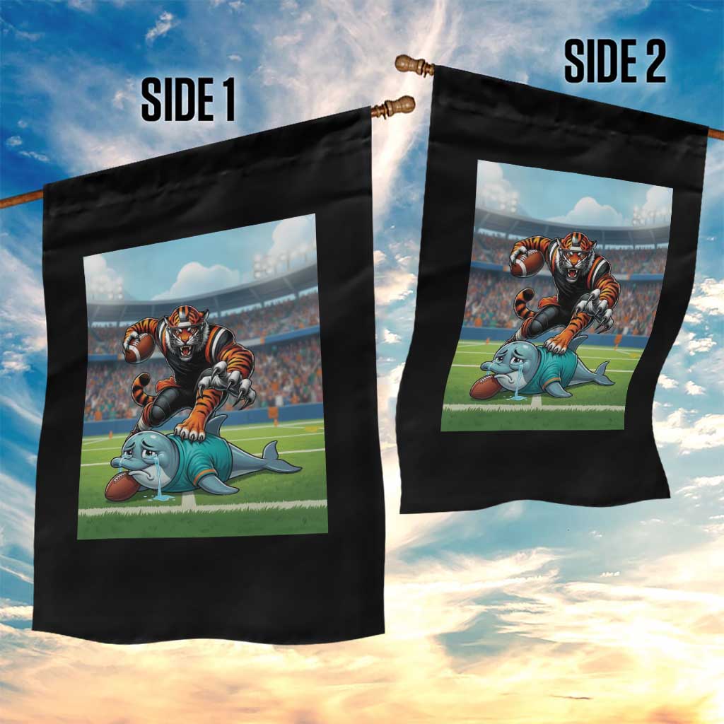 Funny Tiger Dominates Dolphin Garden Flag FB Rivalry Gift TS12 Print Your Wear