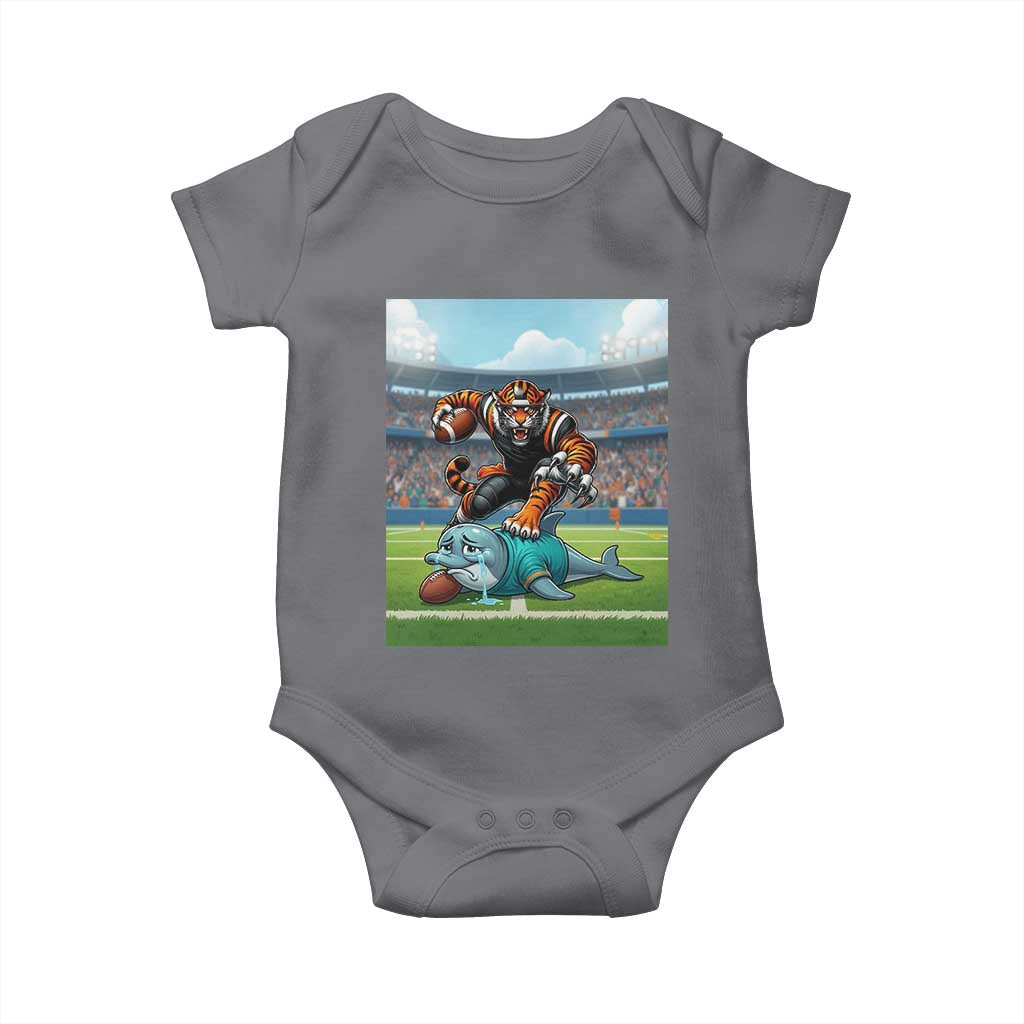 Funny Tiger Dominates Dolphin Baby Onesie FB Rivalry Gift TS12 Charcoal Print Your Wear