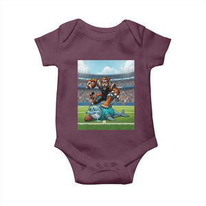 Funny Tiger Dominates Dolphin Baby Onesie FB Rivalry Gift TS12 Maroon Print Your Wear