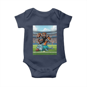 Funny Tiger Dominates Dolphin Baby Onesie FB Rivalry Gift TS12 Navy Print Your Wear