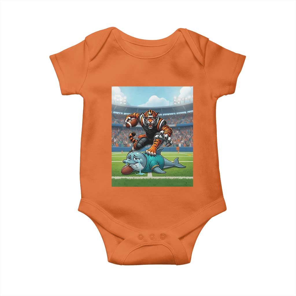 Funny Tiger Dominates Dolphin Baby Onesie FB Rivalry Gift TS12 Orange Print Your Wear