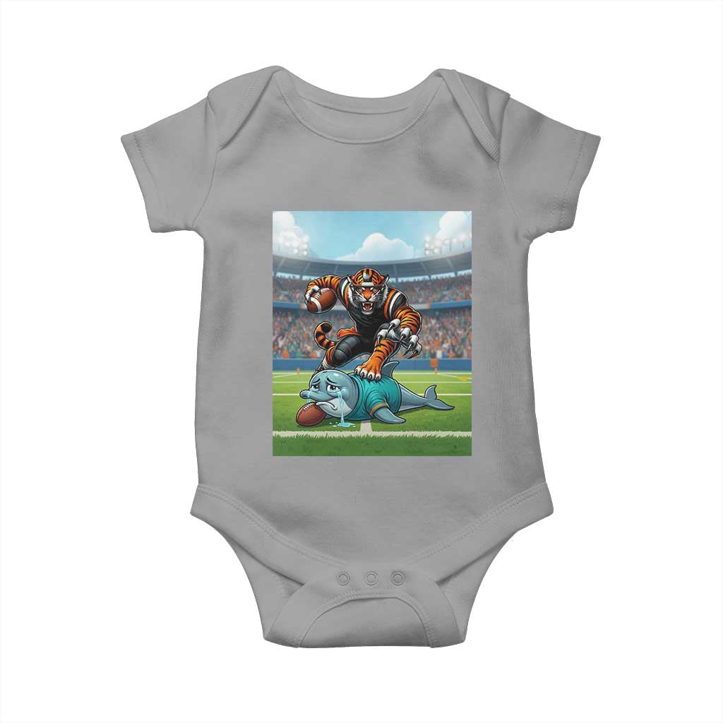 Funny Tiger Dominates Dolphin Baby Onesie FB Rivalry Gift TS12 Sport Gray Print Your Wear