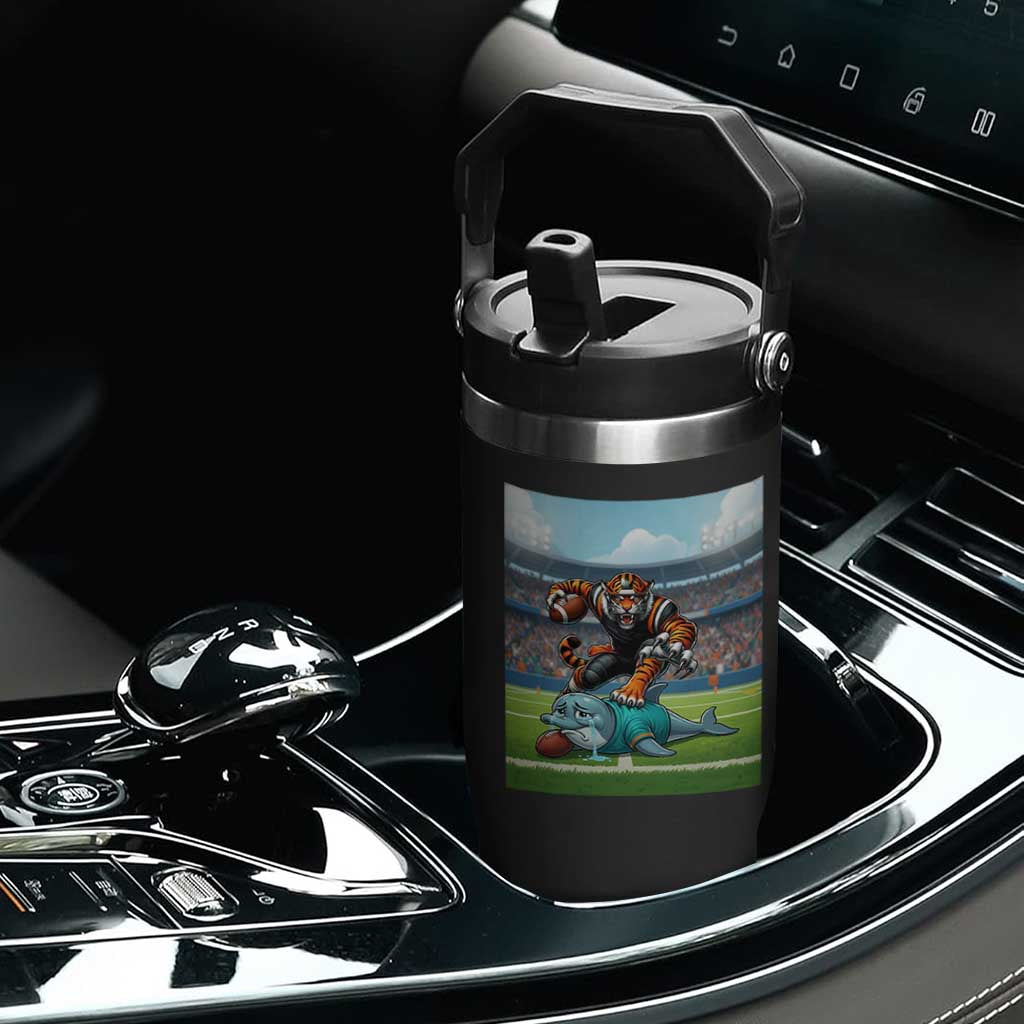 Funny Tiger Dominates Dolphin Flip Straw Tumbler FB Rivalry Gift TS12 Print Your Wear