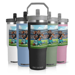 Funny Tiger Dominates Dolphin Flip Straw Tumbler FB Rivalry Gift TS12 Print Your Wear