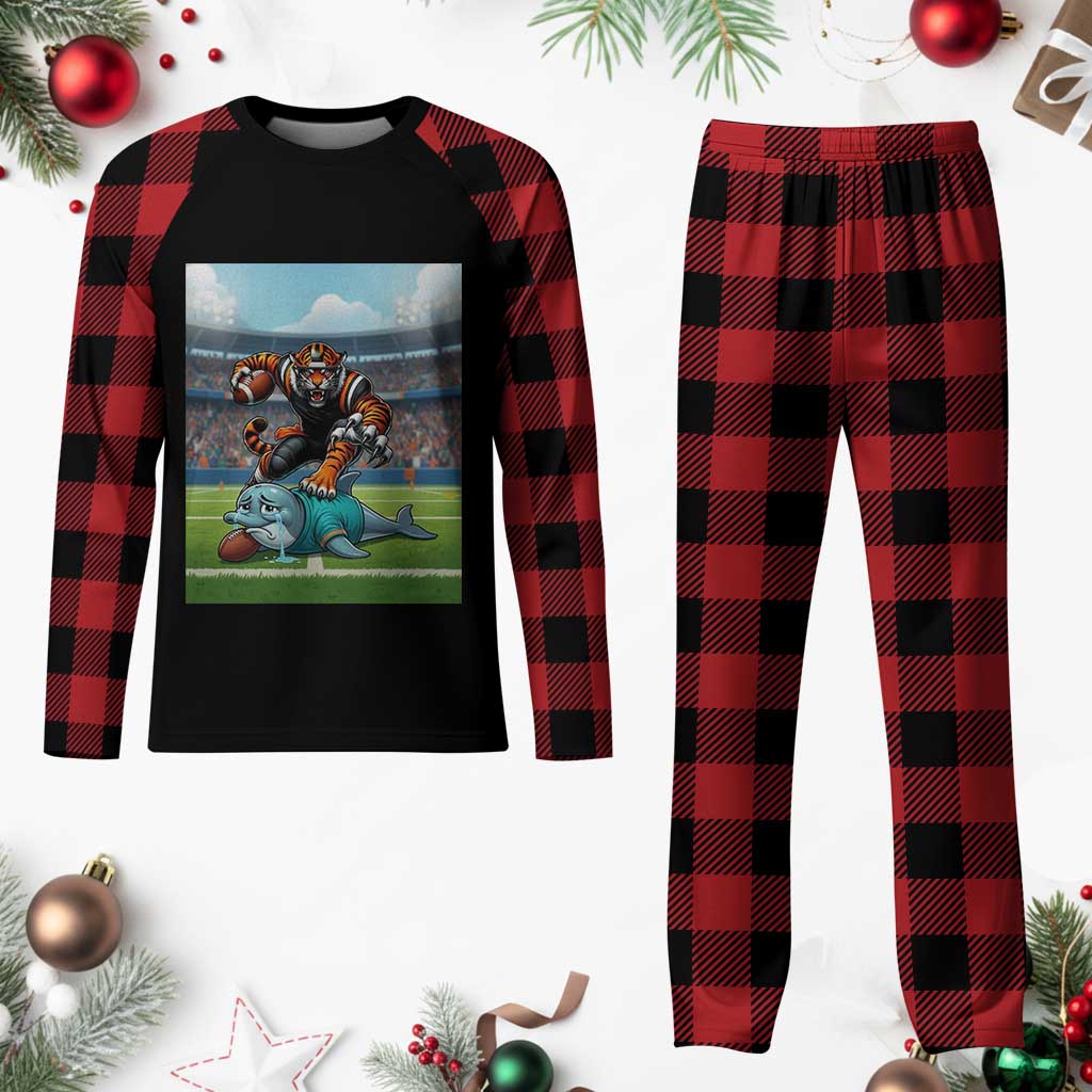 Funny Tiger Dominates Dolphin Plaid Pajama Set FB Rivalry Gift TS12 Buffalo Plaid Print Your Wear