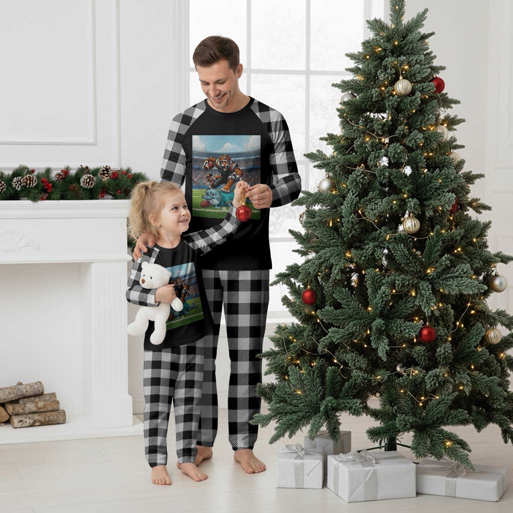Funny Tiger Dominates Dolphin Plaid Pajama Set FB Rivalry Gift TS12 White Plaid Print Your Wear