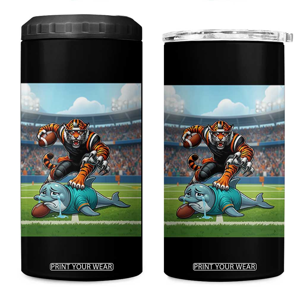 Funny Tiger Dominates Dolphin 4 in 1 Can Cooler Tumbler FB Rivalry Gift TS12 One Size: 16 oz Black Print Your Wear