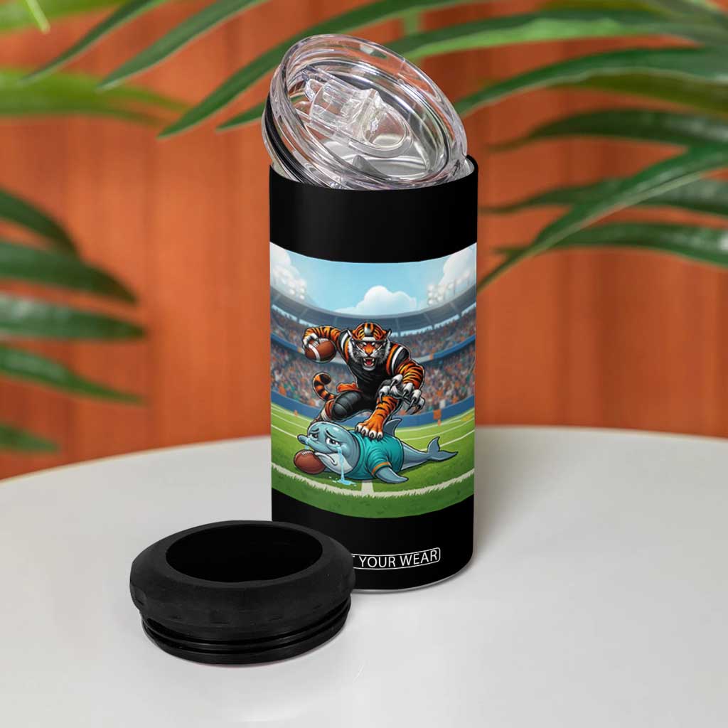 Funny Tiger Dominates Dolphin 4 in 1 Can Cooler Tumbler FB Rivalry Gift TS12 Print Your Wear