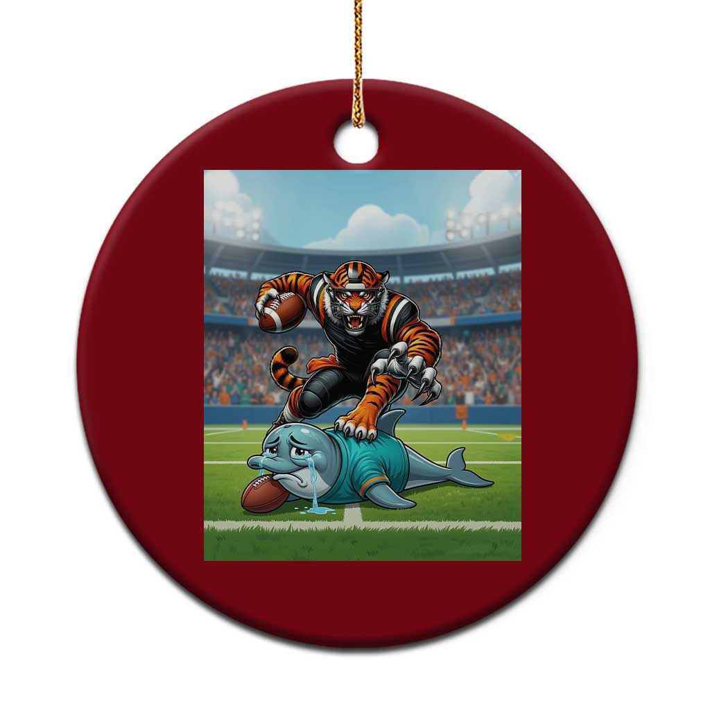 Funny Tiger Dominates Dolphin Ceramic Ornament FB Rivalry Gift TS12 1pc Red Print Your Wear