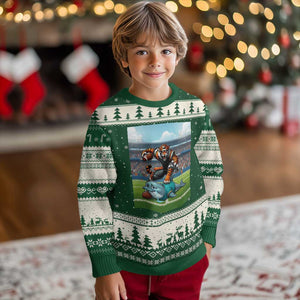 Funny Tiger Dominates Dolphin Ugly Christmas Sweater FB Rivalry Gift TS12 Forest Green Beige Print Your Wear