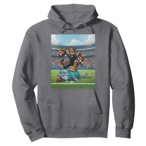 Funny Tiger Dominates Dolphin Hoodie FB Rivalry Gift TS12 Charcoal Print Your Wear